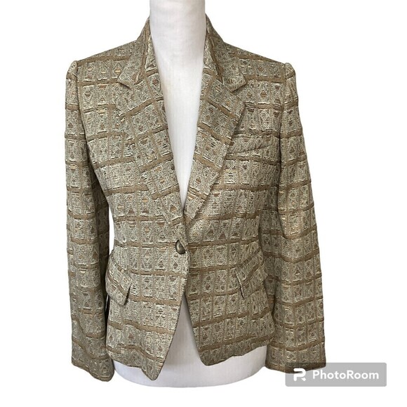 Jones New York Petite Womens Tan Bronze Blazer Business Jacket Size 4P U1 - Picture 1 of 12